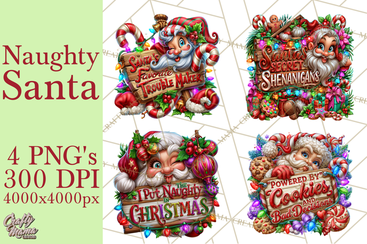Naughty Santa Christmas Clipart PNG