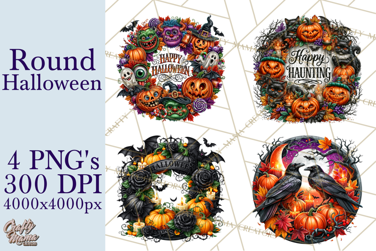 Round Halloween Signs PNG Design, Spooky Clipart