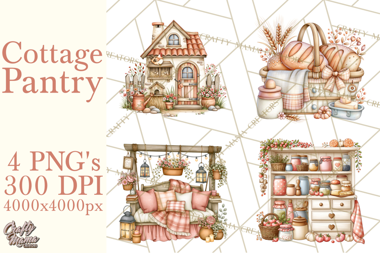 Cottage Pantry Farmhouse Kitchen Clipart PNG