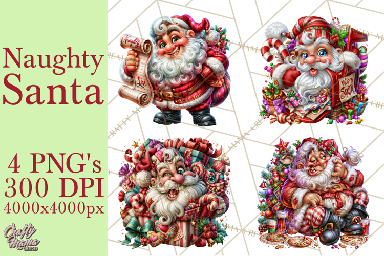 Naughty Santa Christmas Clipart PNG