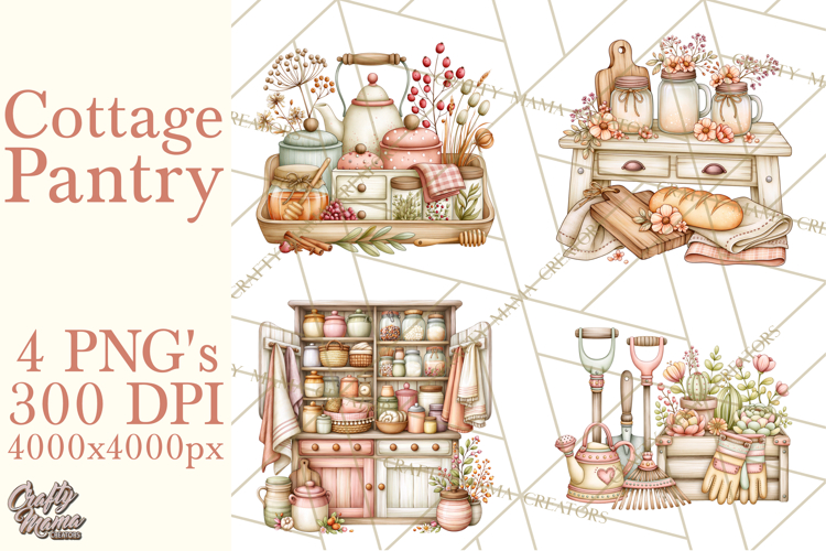 Cottage Pantry Farmhouse Kitchen Clipart PNG