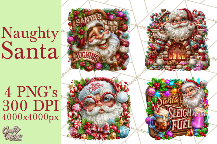 Naughty Santa Christmas Clipart PNG example image 1