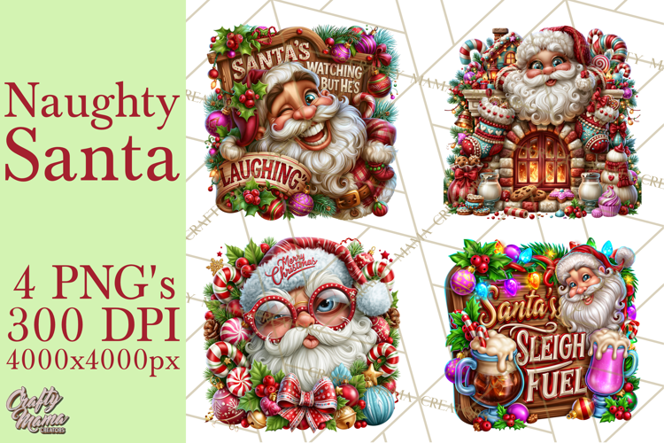 Naughty Santa Christmas Clipart PNG