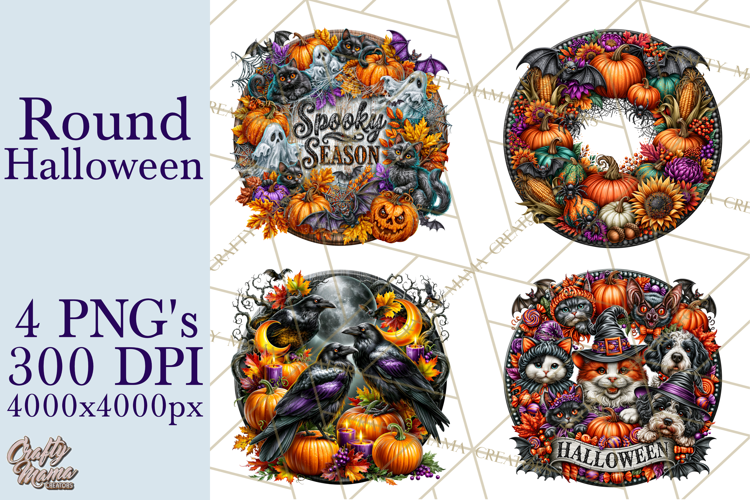 Round Halloween Signs PNG Design, Spooky Clipart