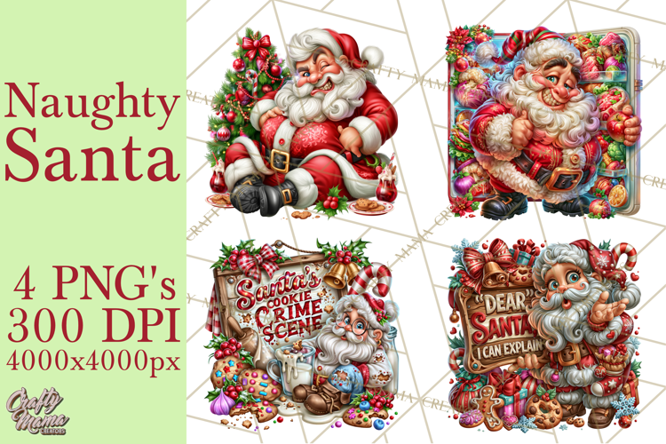 Naughty Santa Christmas Clipart PNG