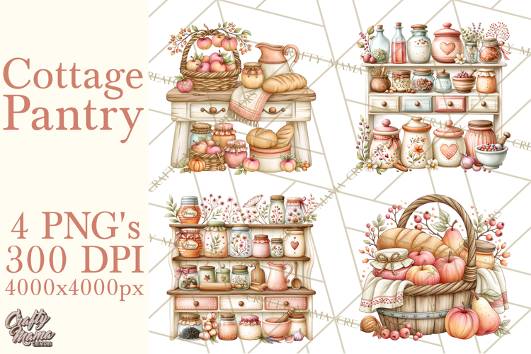 Cottage Pantry Farmhouse Kitchen Clipart PNG