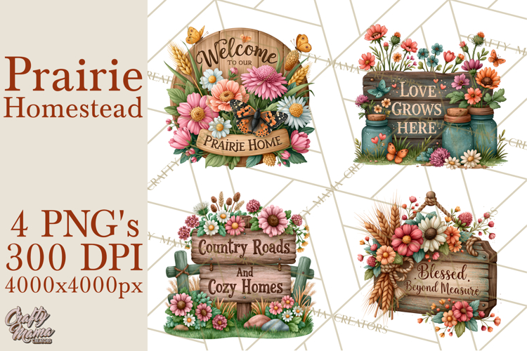 Prairie Homestead Rustic PNG Artwork
