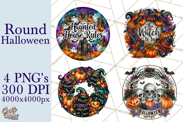 Round Halloween Signs PNG Design, Spooky Clipart