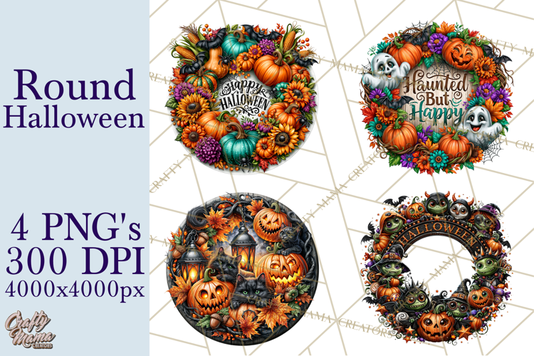 Round Halloween Signs PNG Design, Spooky Clipart