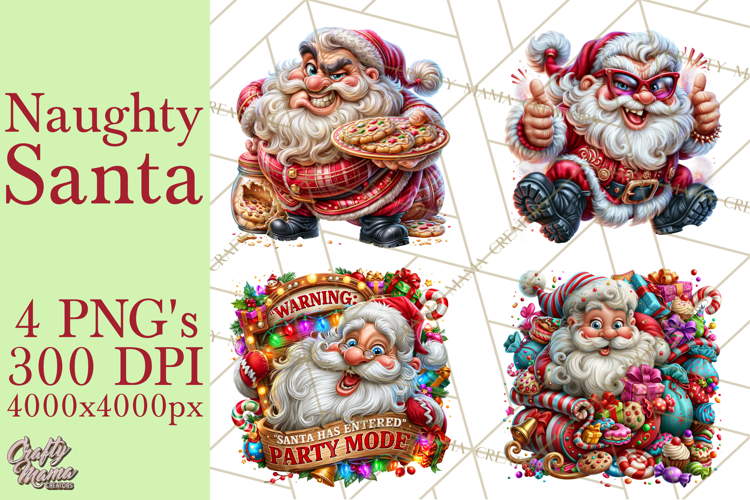 Naughty Santa Christmas Clipart PNG