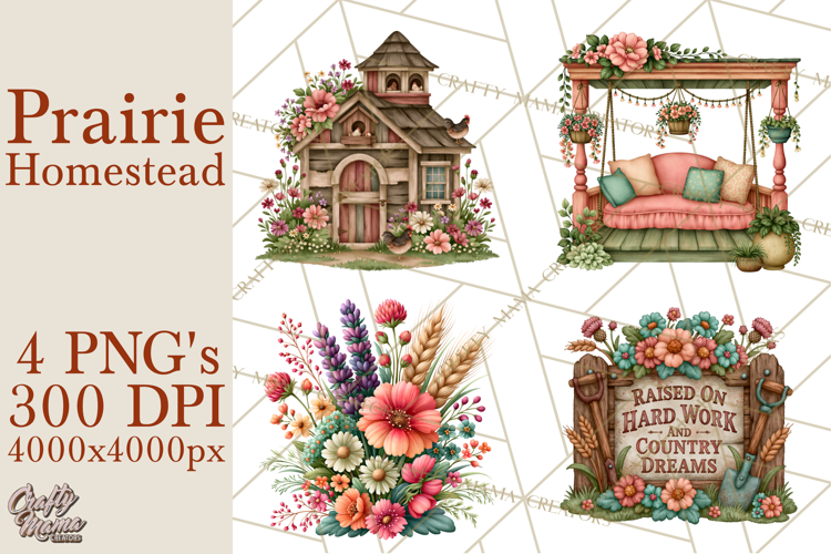 Prairie Homestead Rustic PNG Artwork