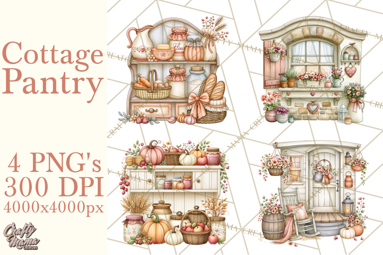 Cottage Pantry Farmhouse Kitchen Clipart PNG