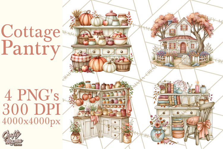 Cottage Pantry Farmhouse Kitchen Clipart PNG