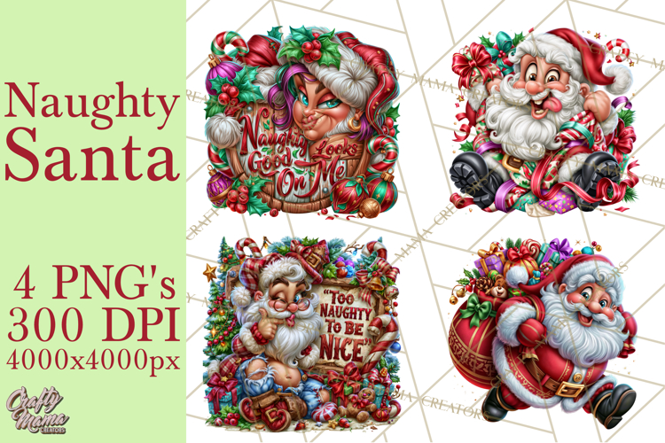 Naughty Santa Christmas Clipart PNG