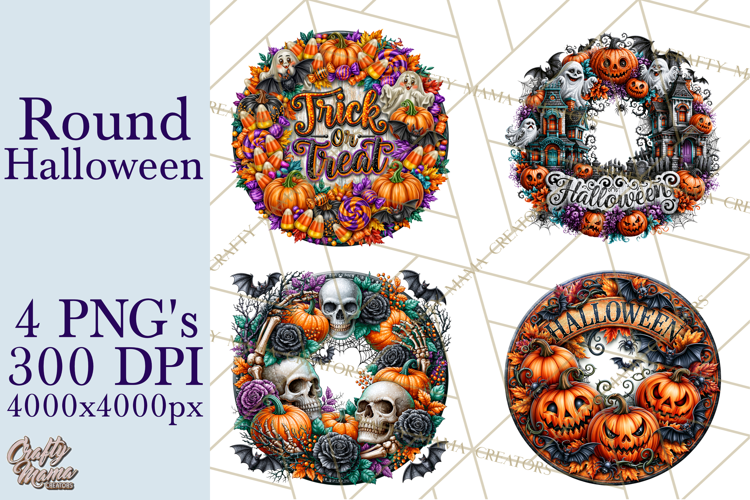 Round Halloween Signs PNG Design, Spooky Clipart