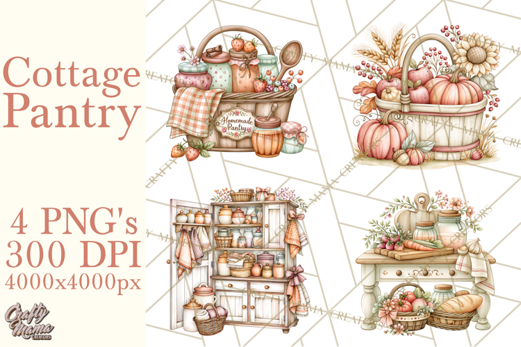 Cottage Pantry Farmhouse Kitchen Clipart PNG