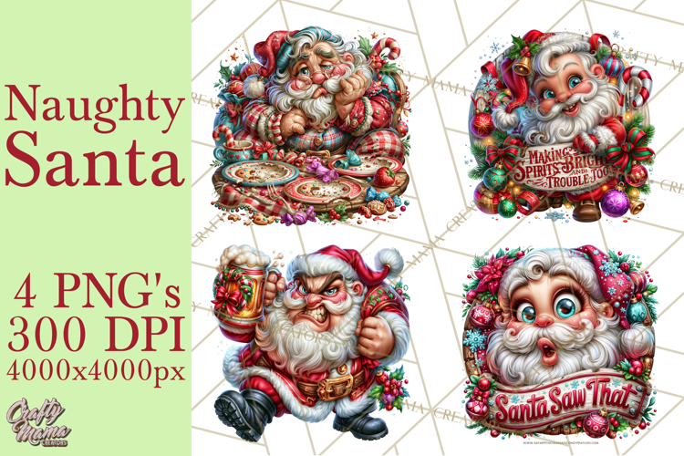Naughty Santa Christmas Clipart PNG