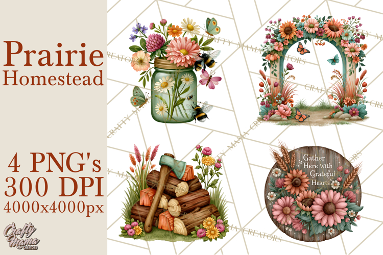 Prairie Homestead Rustic PNG Artwork