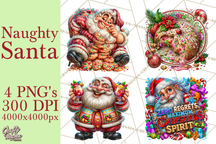 Naughty Santa Christmas Clipart PNG