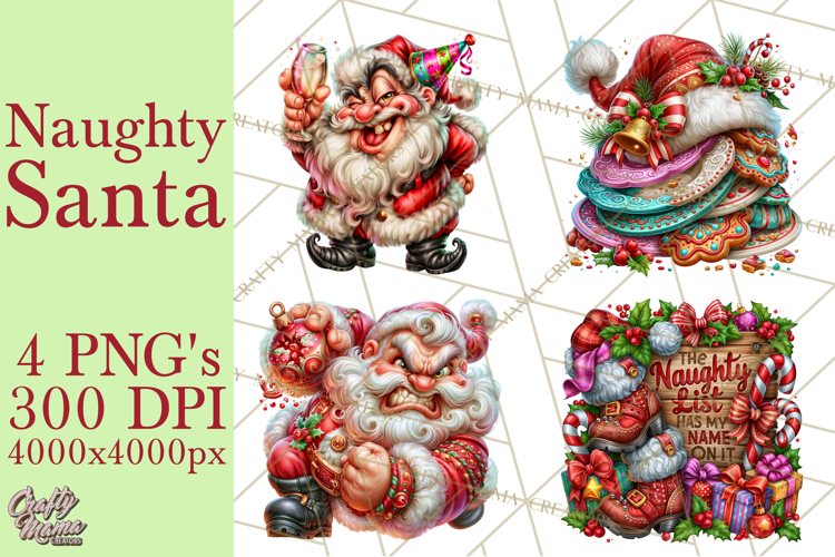 Naughty Santa Christmas Clipart PNG