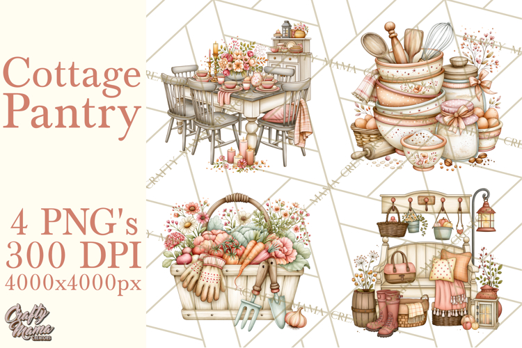 Cottage Pantry Farmhouse Kitchen Clipart PNG