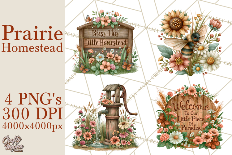 Prairie Homestead Rustic PNG Artwork