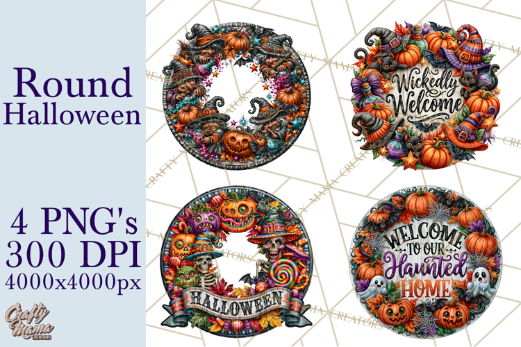 Round Halloween Signs PNG Design, Spooky Clipart