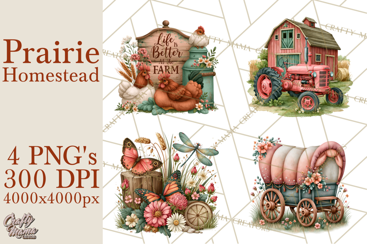 Prairie Homestead Rustic PNG Artwork