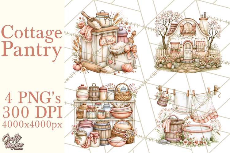 Cottage Pantry Farmhouse Kitchen Clipart PNG