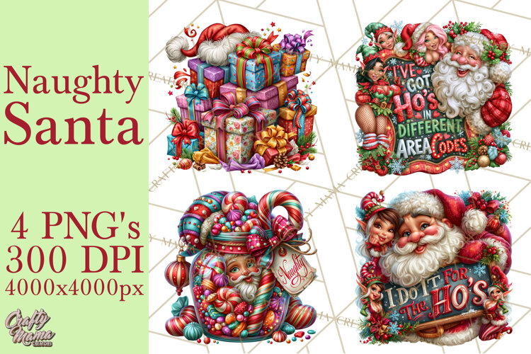 Naughty Santa Christmas Clipart PNG example image 1
