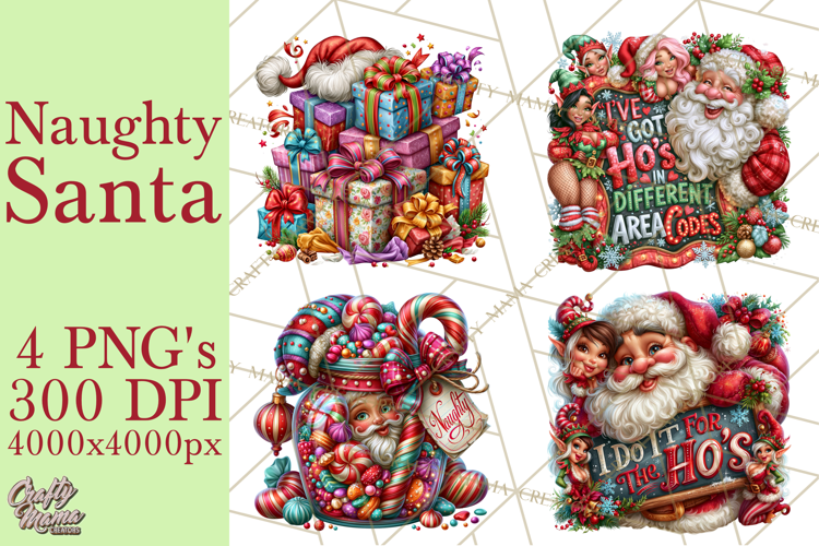 Naughty Santa Christmas Clipart PNG