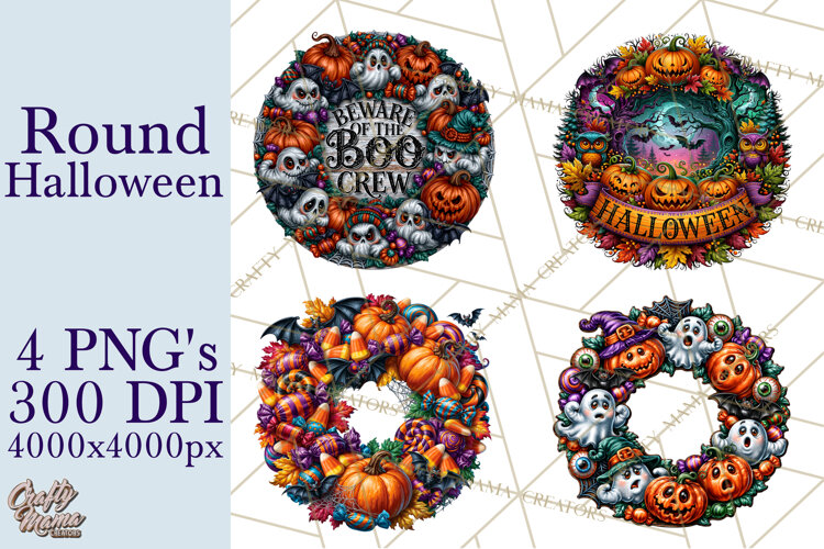 Round Halloween Signs PNG Designs, Spooky Clipart example image 1