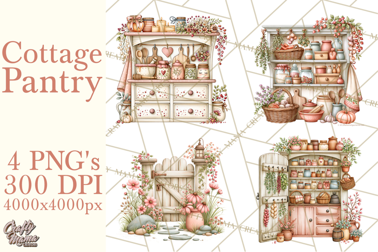 Cottage Pantry Farmhouse Kitchen Clipart PNG