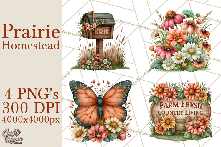 Prairie Homestead Rustic PNG Artwork