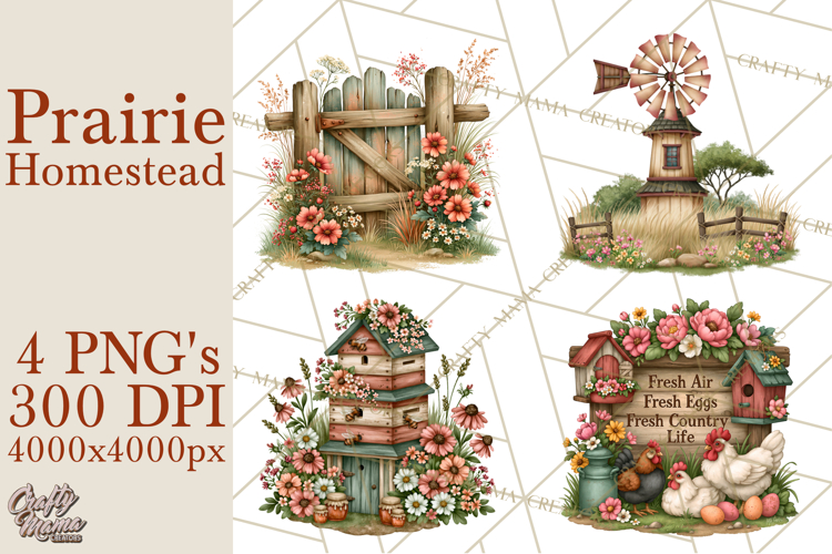 Prairie Homestead Rustic PNG Artwork