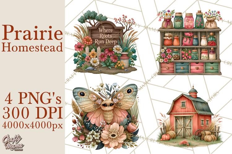 Prairie Homestead Rustic PNG Artwork