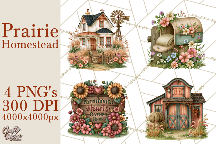 Prairie Homestead Rustic PNG Artwork