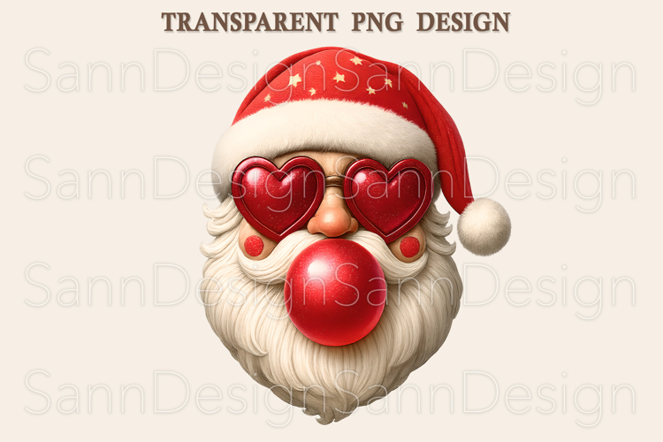 Cool Santa PNG, Trendy Christmas Santa with Heart Glasses