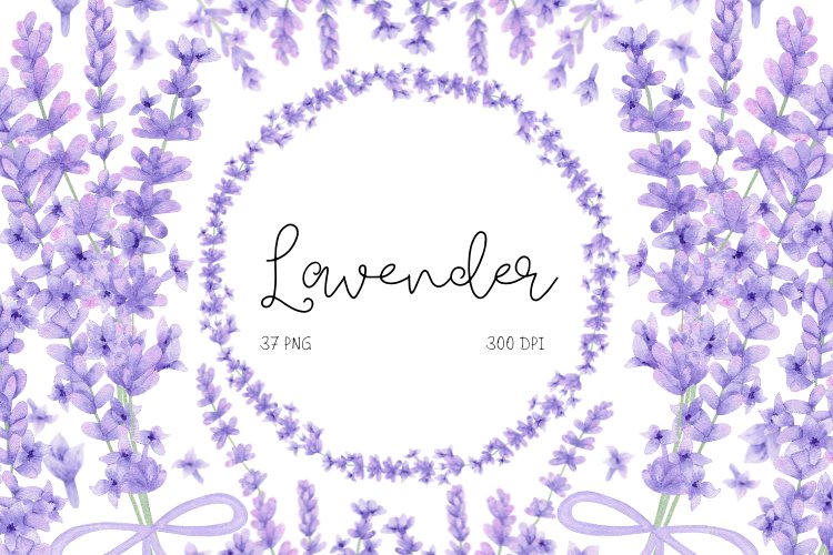 Watercolor lavender wedding flowers clipart example image 1