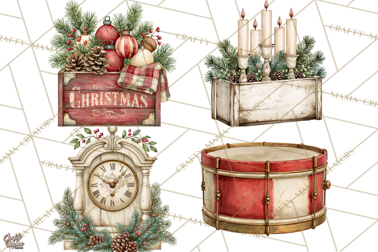 Vintage Farmhouse Christmas Decor PNG