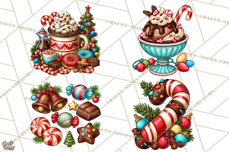 Cocoa Christmas Clipart, Chocolate Coffee Holiday PNG example image 1