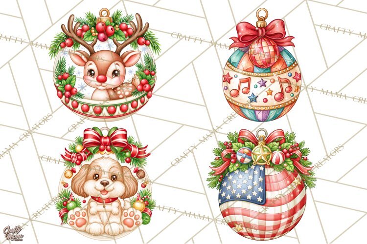 Multi Themed Christmas Ornament Clipart PNG example image 1