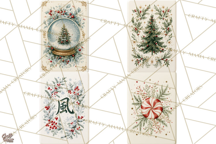 Christmas Mahjong Clipart, Holiday Mahjong Tiles PNG