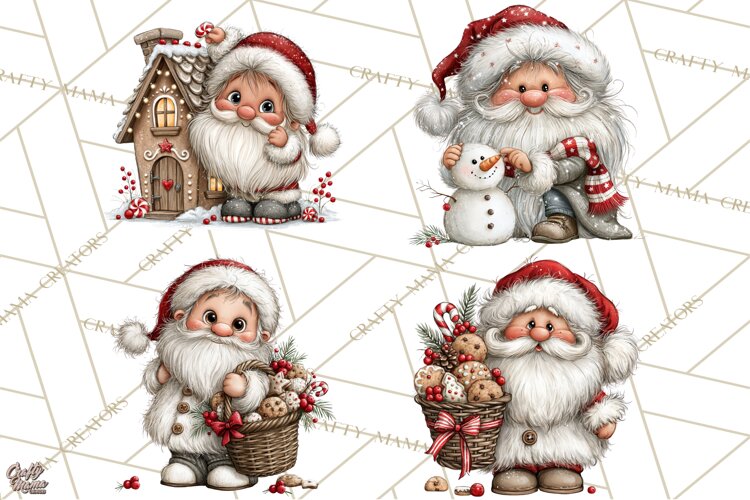 Santa Christmas Clipart, Cute Whimsical Santa PNG, Christmas example image 1