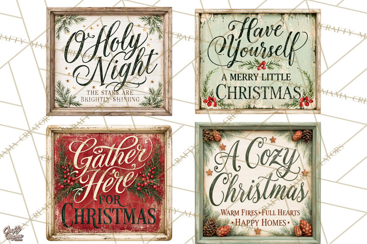 Farmhouse Christmas Signs PNG