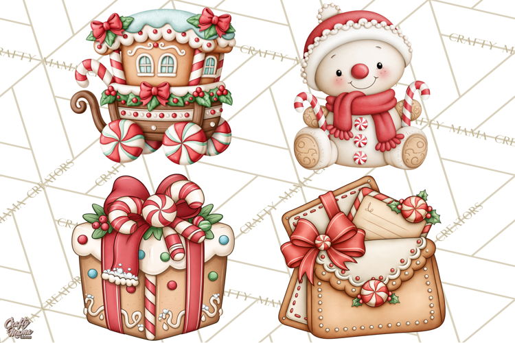 Downtown Gingerbread Town Accessories Clipart PNG