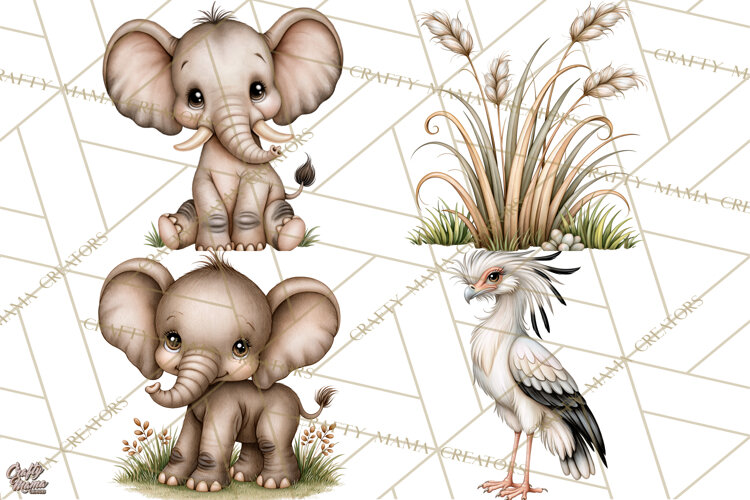 Safari Clipart African Animals Watercolor PNG