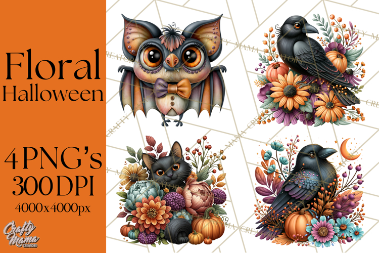 Halloween Floral Clipart PNG Spooky Flowers Images