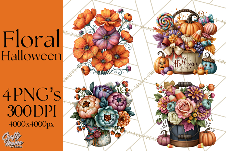 Halloween Floral Clipart PNG Spooky Flowers Images