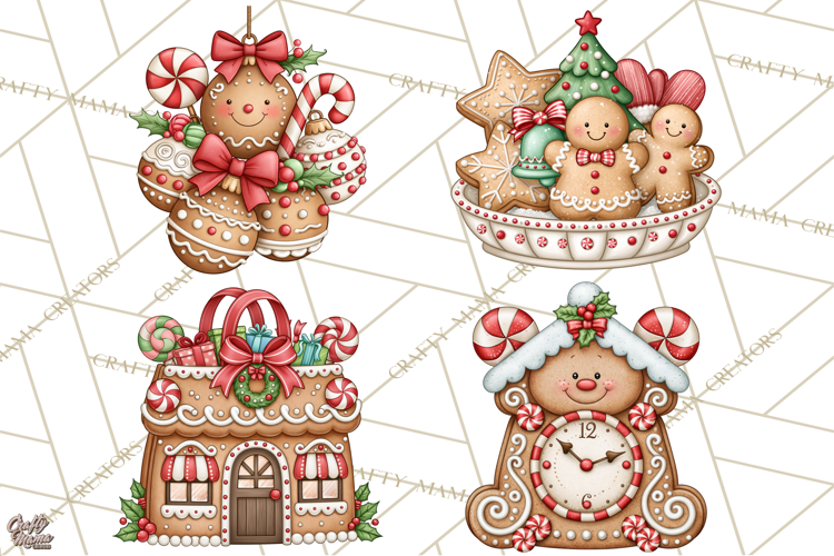 Downtown Gingerbread Town Accessories Clipart PNG